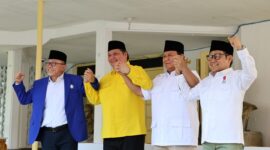 Ketua Umum Partai Gerindra Prabowo Subianto bersama Ketuam Umum Partai Golkar Airlangga Hartarto, Ketua Umum ZUlkifli Hasan dan Ketua Umum PKB Muhaimin Iskandar. (Dok. Tim Media Prabowo Subainto)

